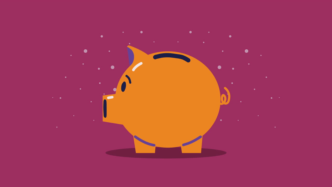 ahorros de dinero de cerdo animación financiera