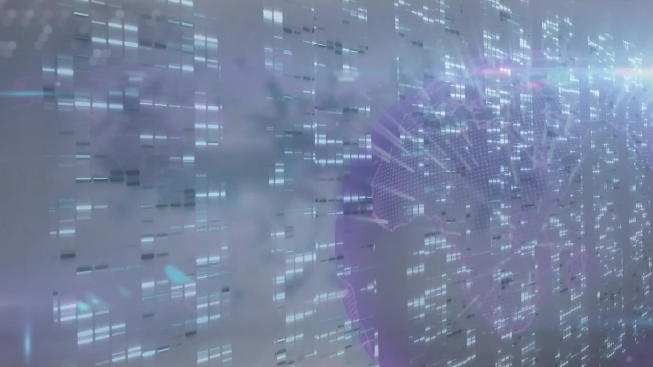 Animation of moving columns and globe over blurred background
