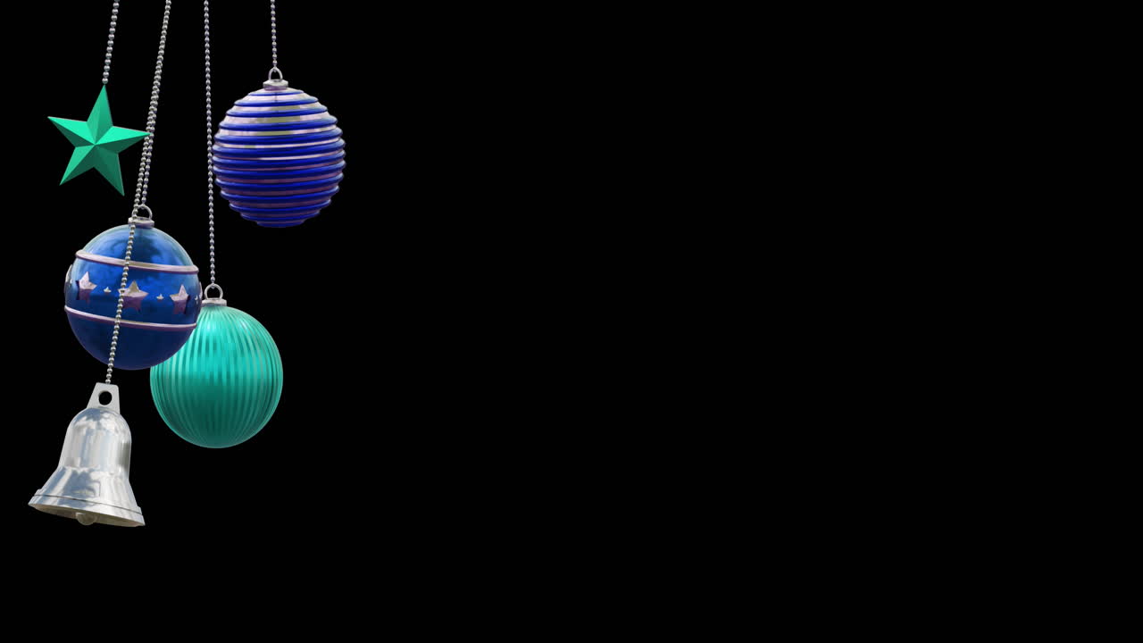 검은색 배경에 있는 크리스마스 볼의 애니메이션