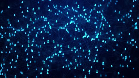 social network connections connecting people on the internet nodes world map animation linking