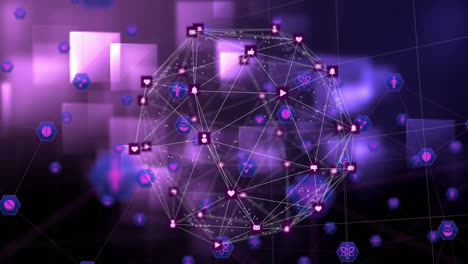 Globus-Mit-Digitalen-Symbolen-Vor-Mehreren-Quadraten