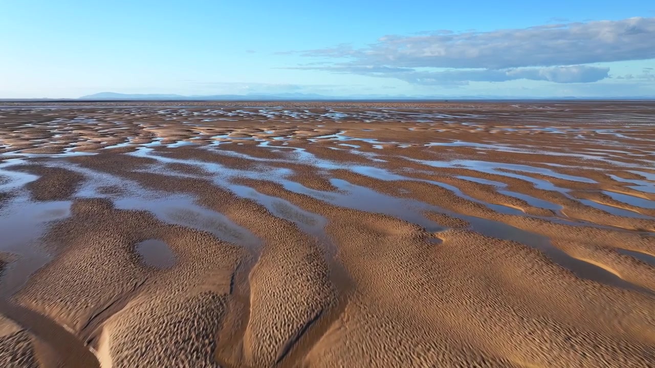 Intricate Sand Patterns At Golden Hour. Low Flight Over. Fleetwood, Lancashire, England, UK.