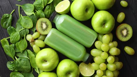 Fresh-fruits-and-vegetables-in-green-color-concept