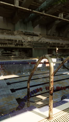 abandoned swimming pool in a ruined building