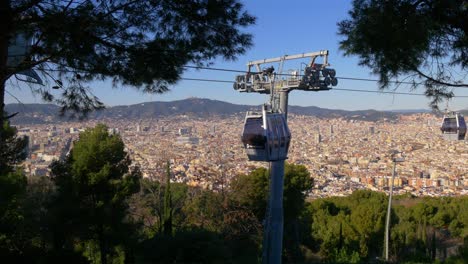 luz de día de barcelona parque de montjuic funicular panorama 4k españa