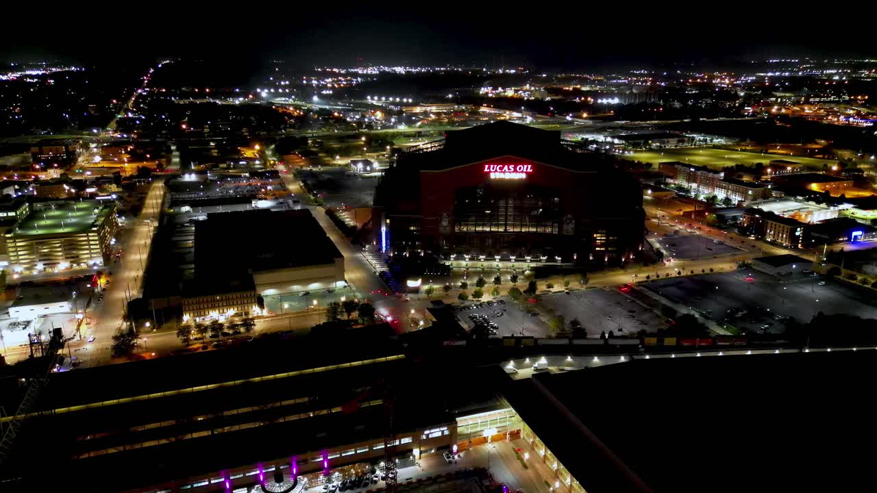 Lucas Oil Stadium, Indianapolis nighttime skyline, NFL Colts team venue