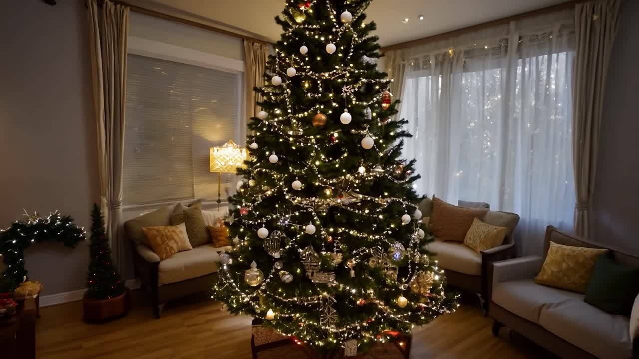 아 한 거실 에 있는 크리스마스 트리