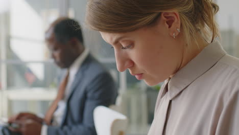 woman filling out visa application form