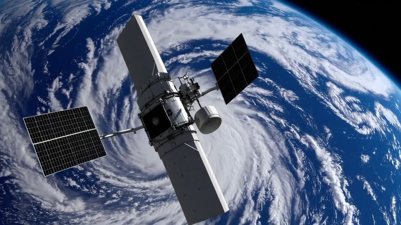 Satellite Observing Earth's Storm System