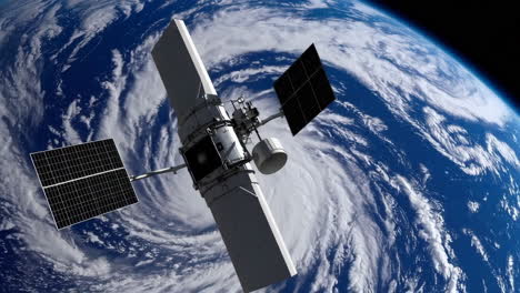 satellite observing earth's storm system