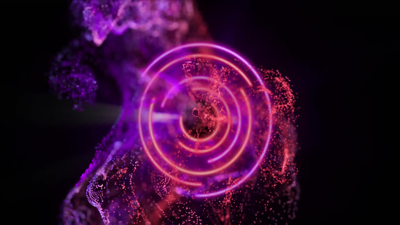 animaciones de luces en movimiento y formas coloridas sobre un fondo negro