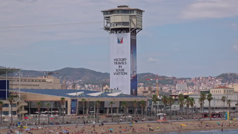 barcelona beach skyline viewed from the port