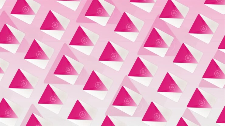 Abstract Geometric Pattern with Pink Triangles and Play Buttons