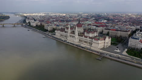 aerial view parliament building and budapest capitol city
