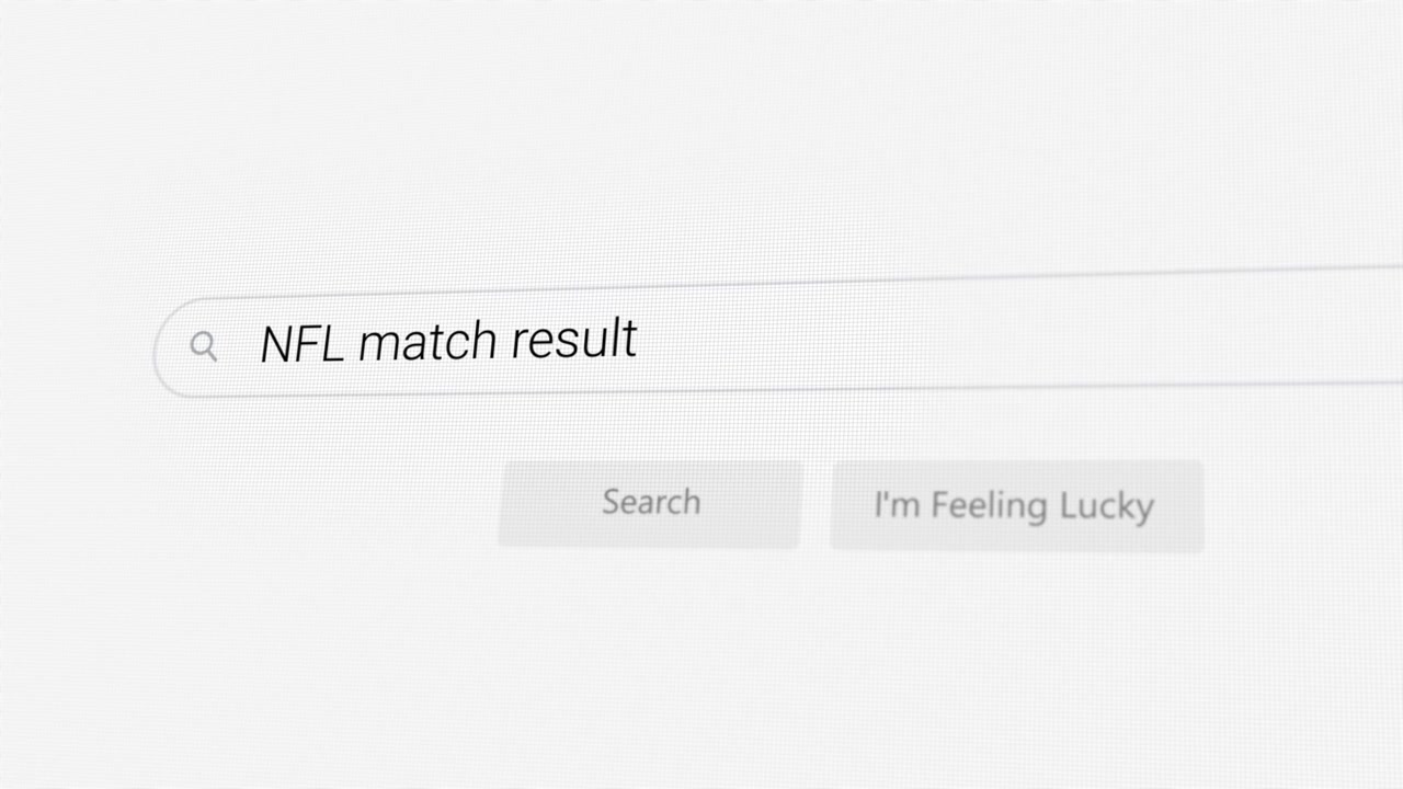 Mencari hasil pertandingan NFL di browser internet