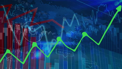 animación del procesamiento de datos sobre fondo azul
