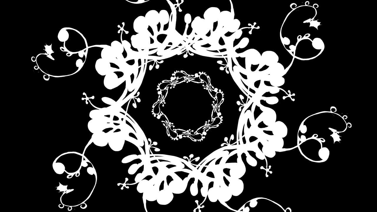 crecimiento, psicodélico, abstracto animación en blanco y negro de las plantas (con alfa)
