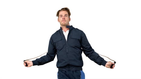 man jumping with skipping rope