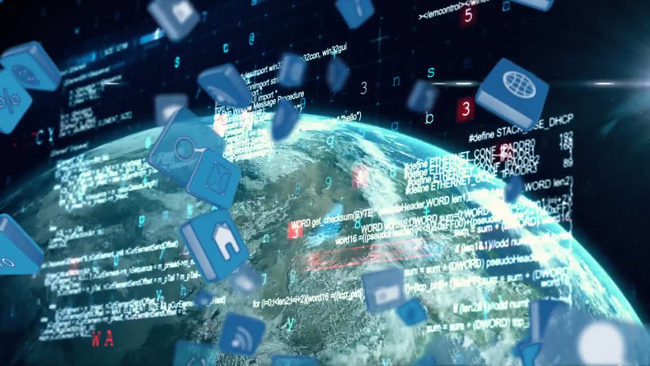 우주에서 떠다니는 인터넷 아이콘