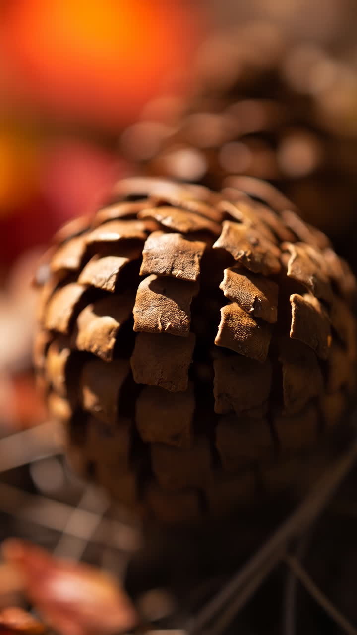 Close-up of a Pinecone in Warm Autumn Light