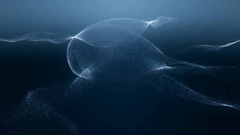 abstract digital particle wave flow on dark blue background