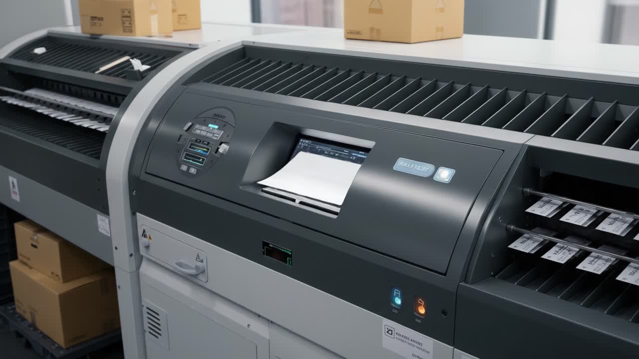 Modern Mailing Equipment: Efficiently Processing Labels and Packages in a Streamlined Office Environment with Advanced Features and Tech Integration