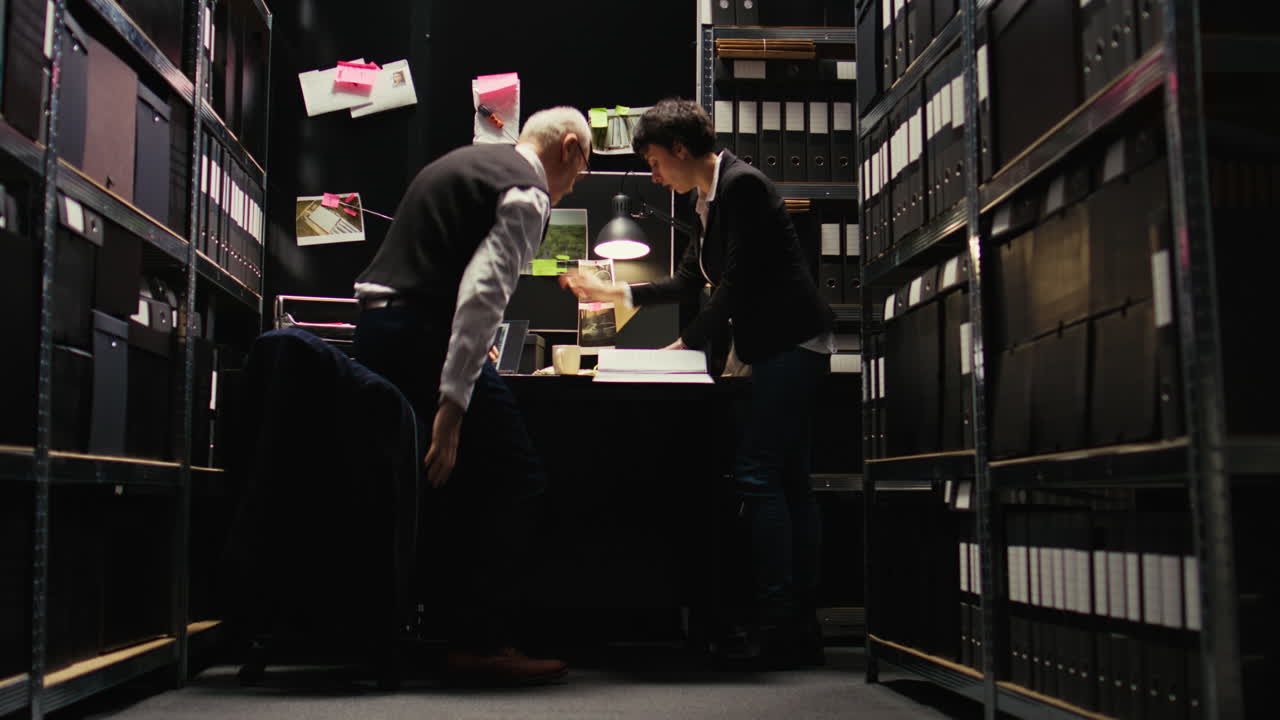 People working in a record archiving room