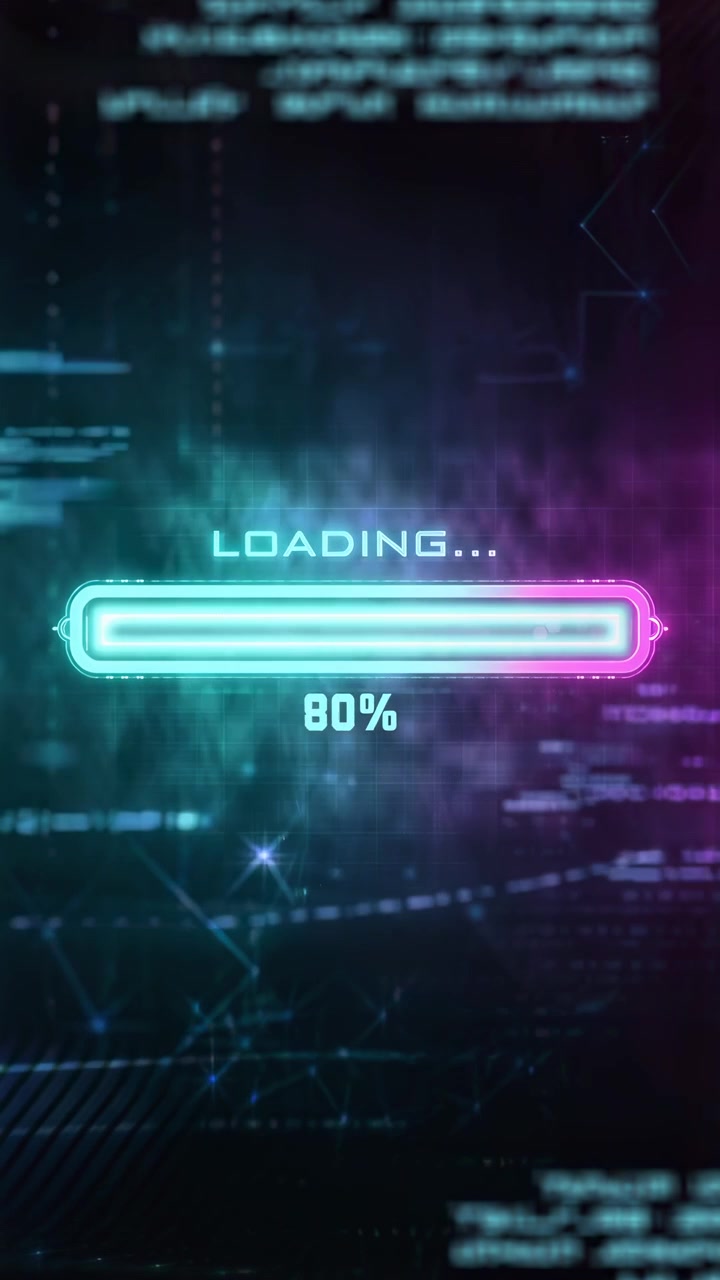 Digital Loading Bar Progressing on Futuristic Data Interface