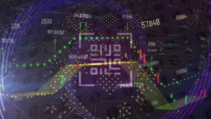 Animation of data processing over qr code