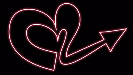 flecha de neón en forma de corazón.