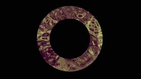 seamless loop rotating ring with bronze colored liquid texture on black background