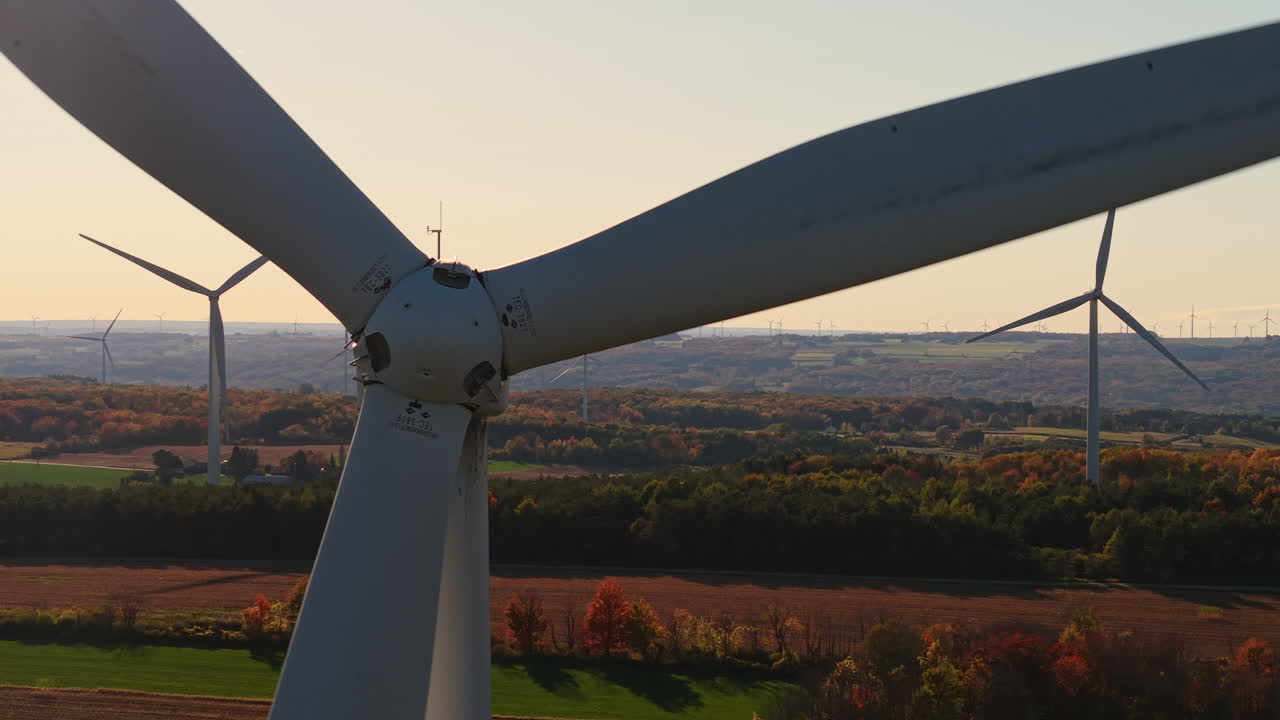 Wind Turbines in Autumn Landscape