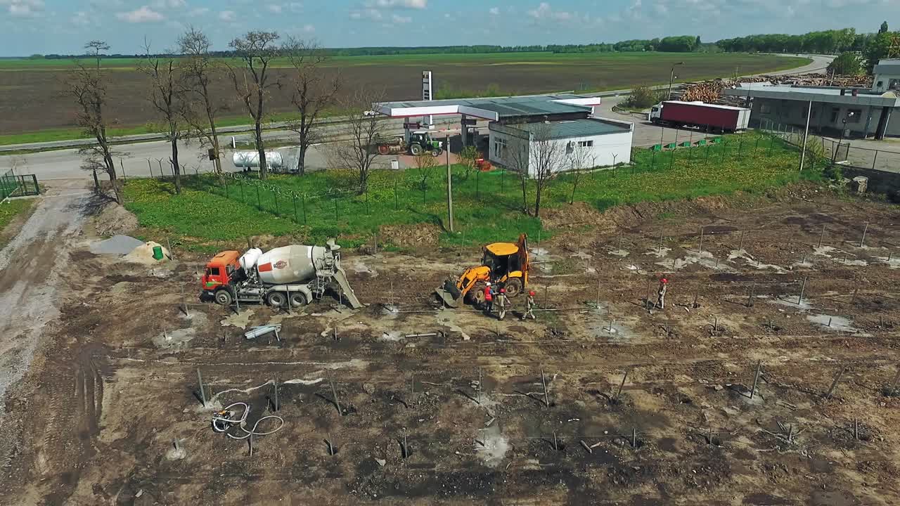 Drone view of construction site. Aerial drone footage of construction site
