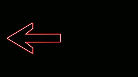 flecha izquierda animación moderna de neón en fondo negro , gire a la izquierda signo o entrada, salida símbolo moderno