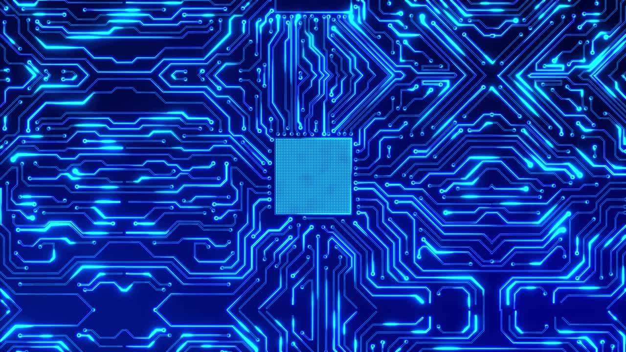 tecnología de circuitos impresos 4k tecnologías informáticas cibernéticas y futuristas animación de bucle 4k.