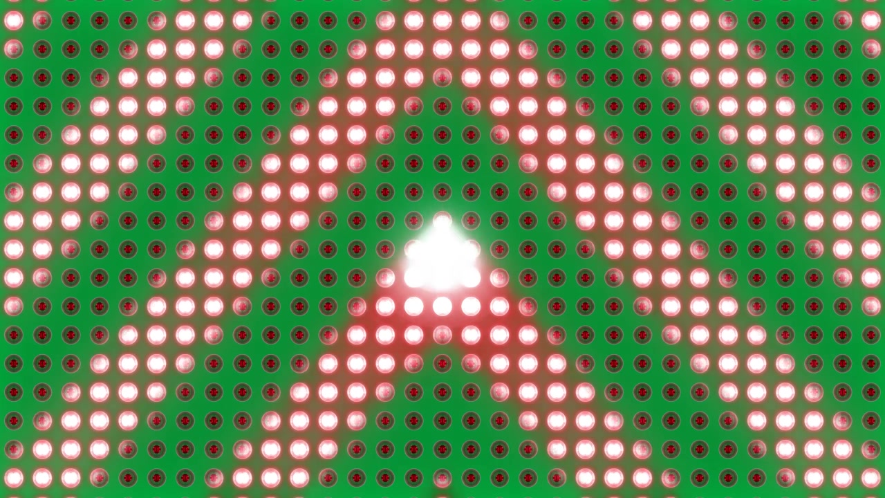 Animated Chevron Pattern of Glowing LED Lights on Green Background