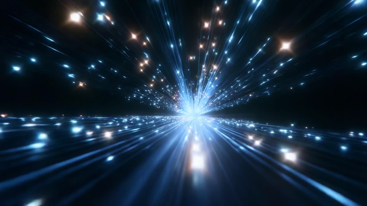 A Stunning Visual Representation of Light Waves and Cosmic Energy, Featuring a Burst of Radiant Blue and White Particles Spread Across the Infinite Depths of Space, Creating a Dynamic and Immersive Experience