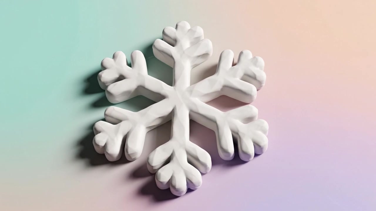 A Shimmering White Snowflake Against a Soft Gradient Background, Capturing the Essence of Winter and Frosty Aesthetics in a Minimalistic Style