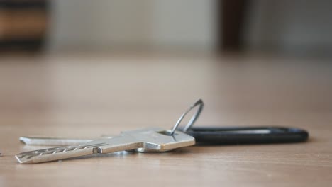 keys on a wooden table