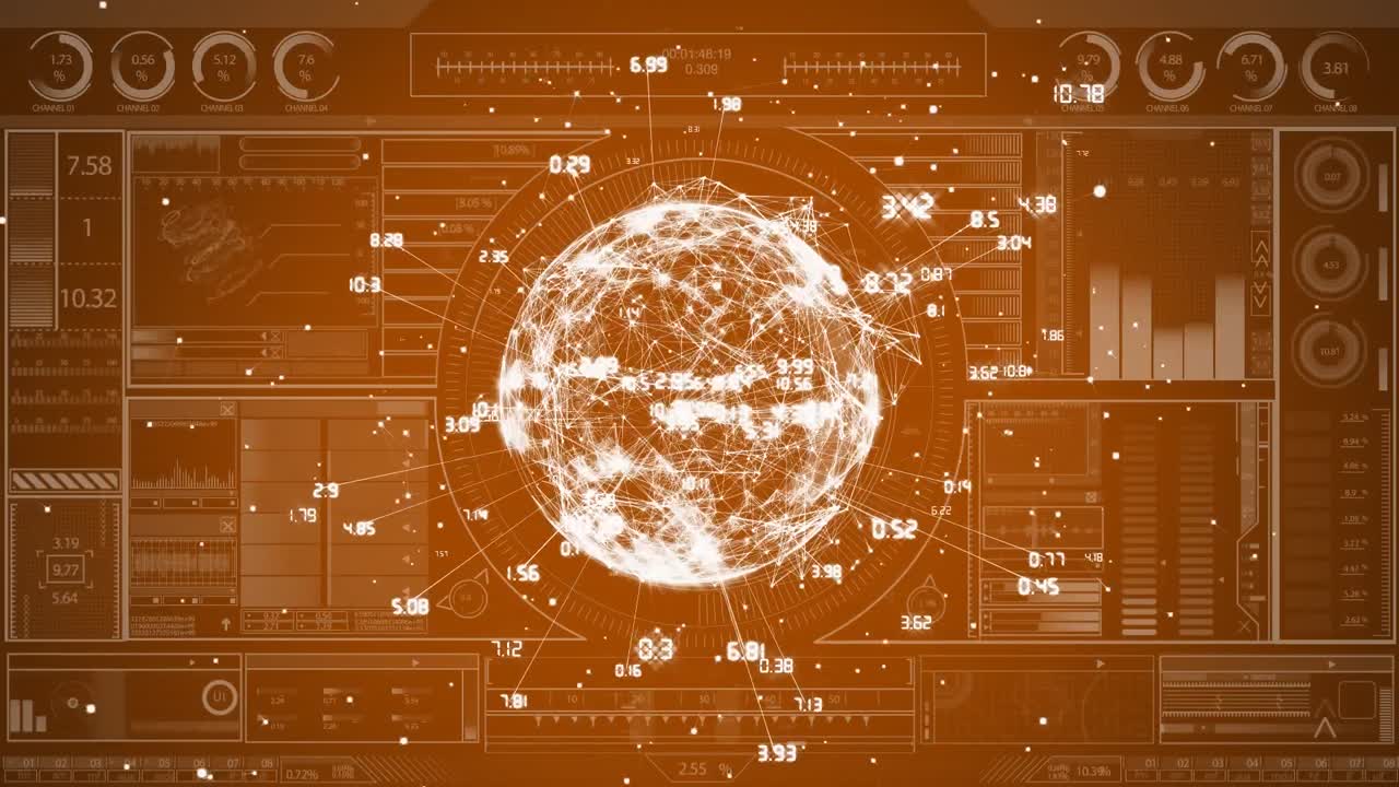 mundo de la red de conexiones contra la interfaz digital con el procesamiento de datos