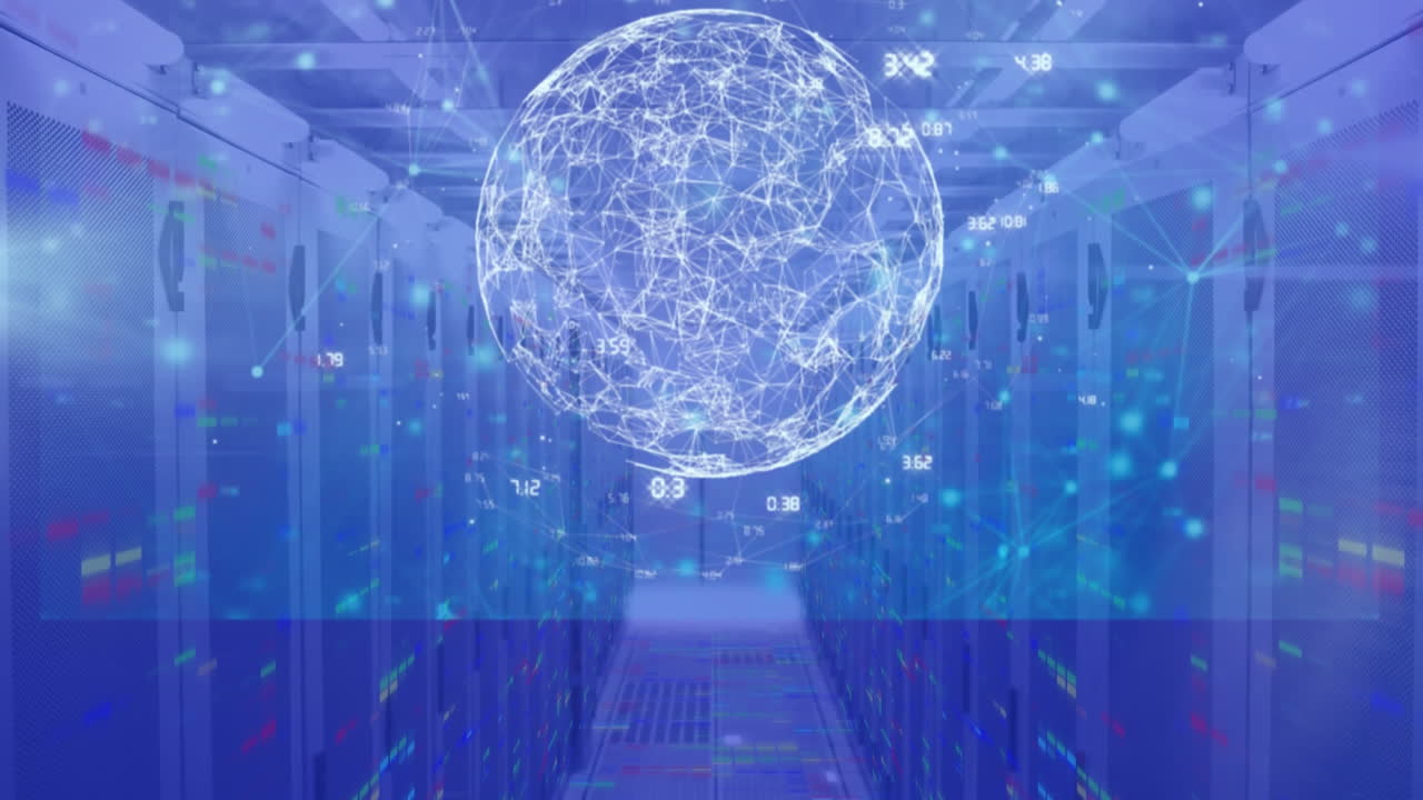 Animazione dell'elaborazione dati su server di computer
