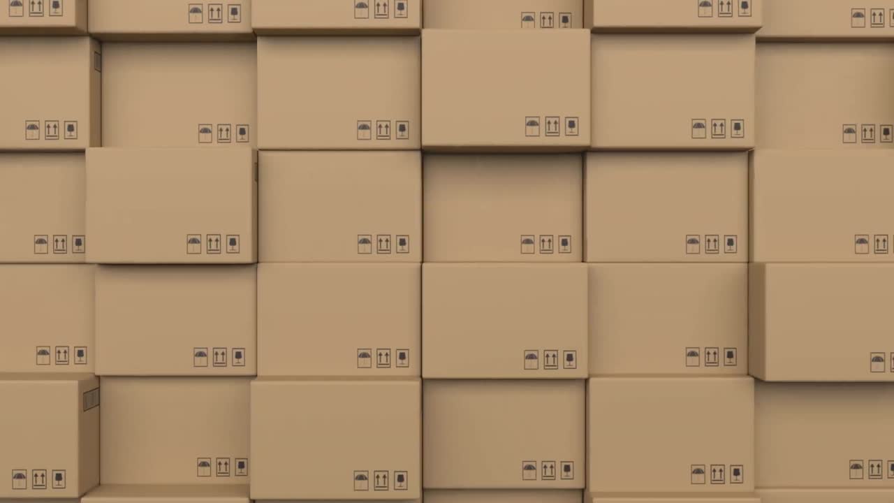 여러 개의 카드보드 상자가 쌓여 있는 애니메이션