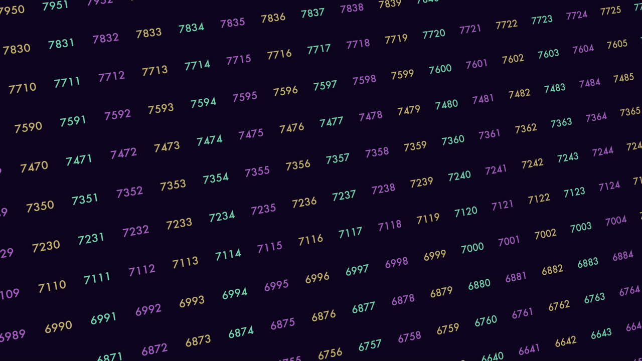 patrón de números aleatorios en filas en el espacio oscuro