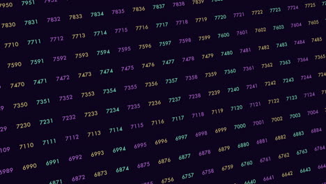 random numbers pattern in rows on dark space