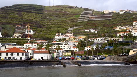 black stone beach in câmara de lobos, madeira