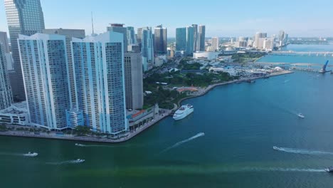 waterfront skyscrapers along biscayne bay, miami in florida, usa