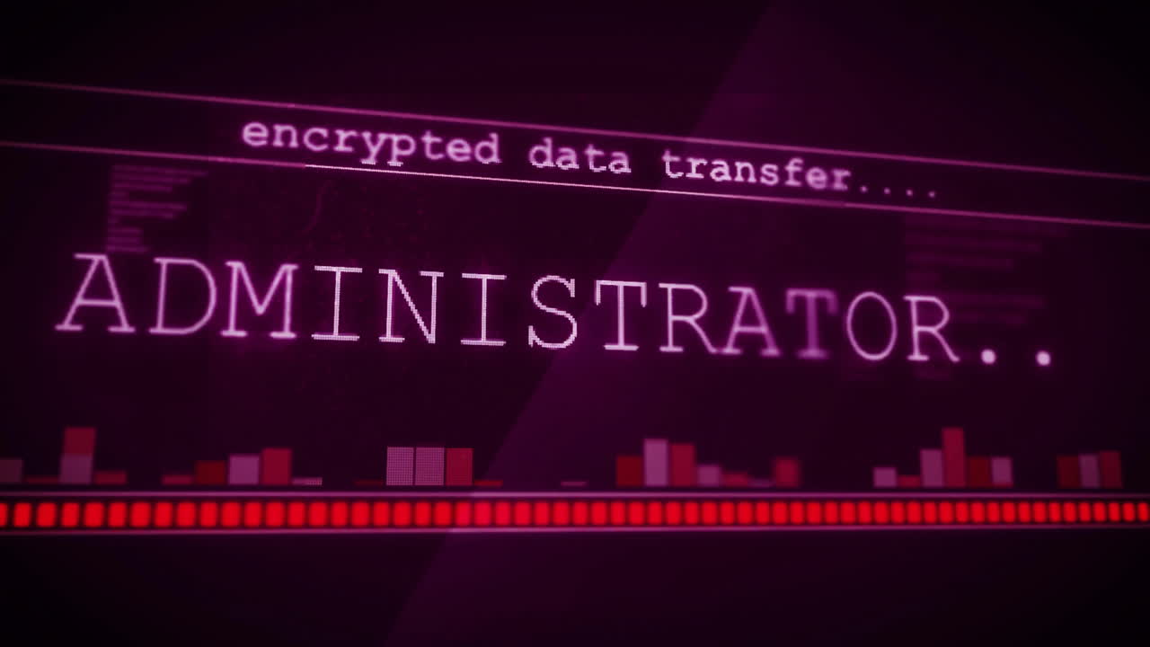 어두운 배경에서 텍스트 및 데이터 처리의 애니메이션