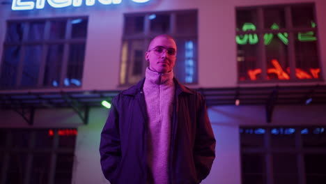 stylish man in neon lights