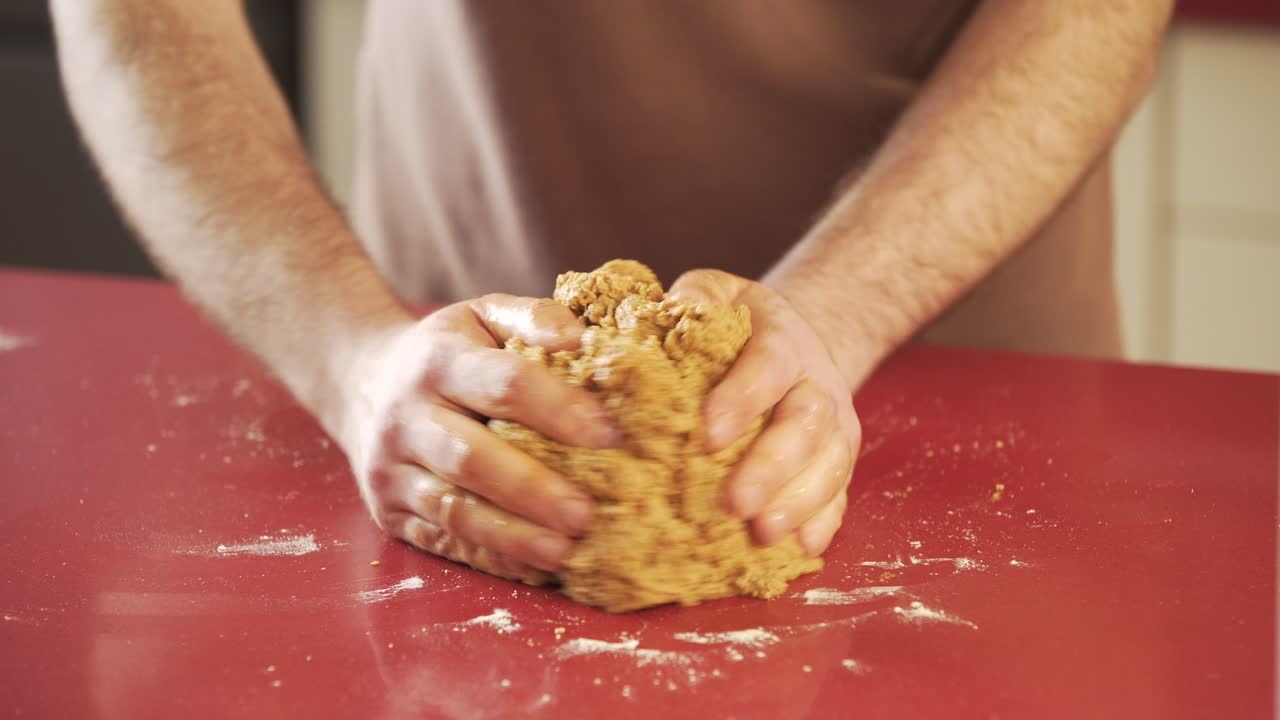 man Hands Work In Flour