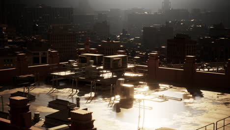 post-apocalyptic city rooftop